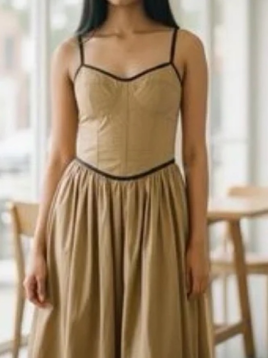 Moon River Tan Midi Sundress - Picture 4 of 4